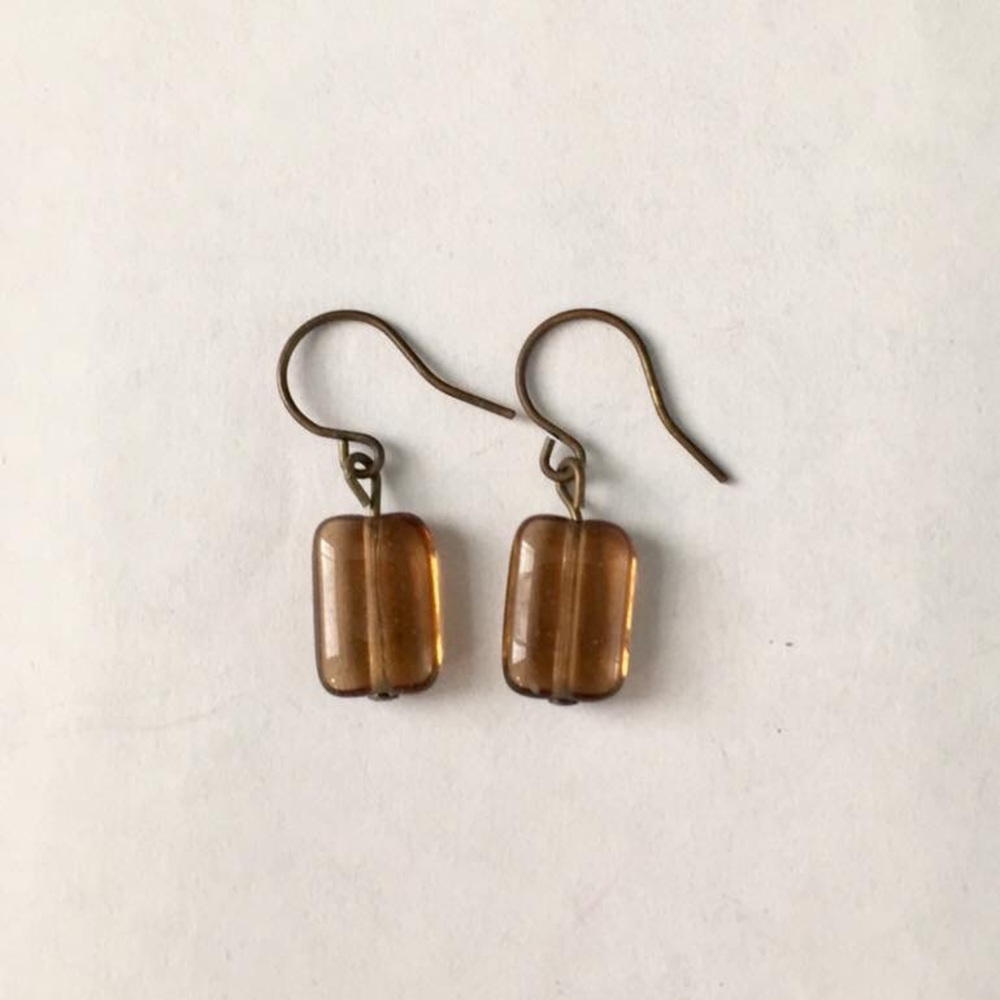 Square Amber Stone Earrings